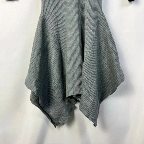 Express Gray Ribbed Mock Neck Asymmetrical Hem Sweater Dress XS - Picture 5 of 6